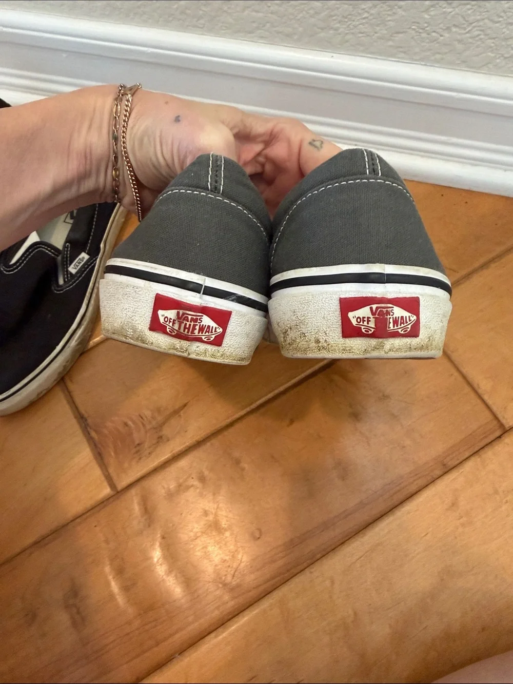 Vans Slip-On Canvas Shoes - Black and Gray BUNDLE SIZE 7.5 men’s